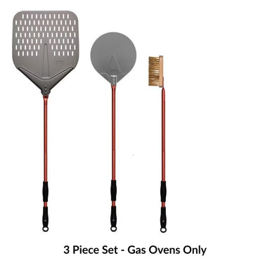 Alfa Forni Pizza Peel Set 3 pieces with red handles on white background