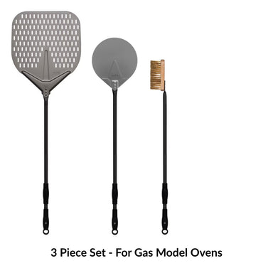 Alfa Pizza Peel Set 3 pieces with black handles on white background