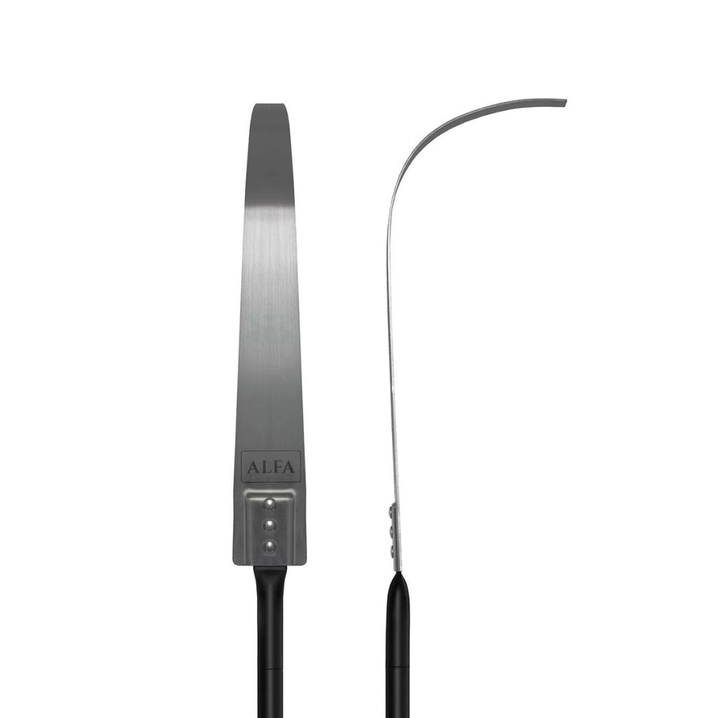 Alfa Pizza Peel rounded ember rake and ash mover on a white background