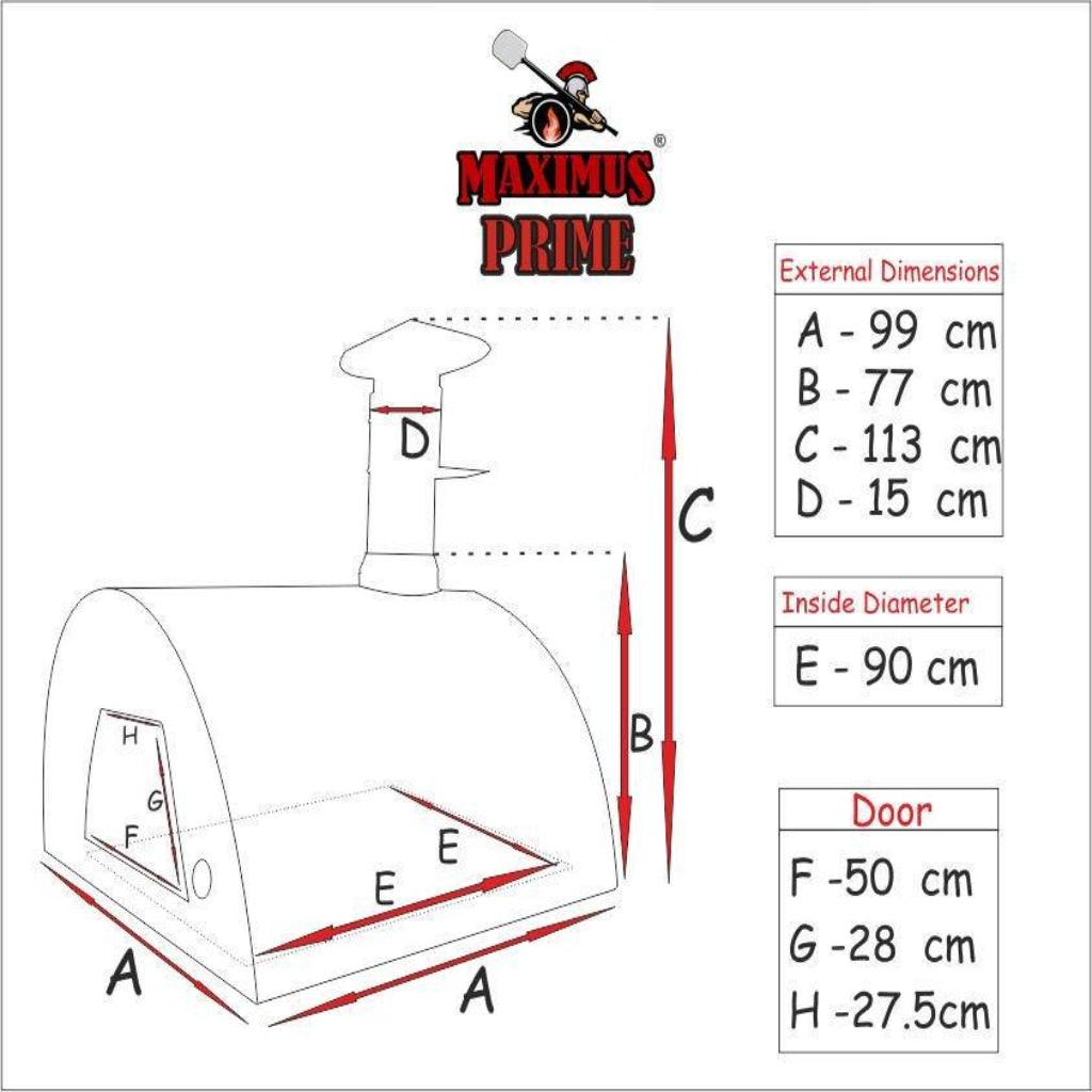 Authentic Pizza Ovens Maximus Prime Countertop Wood Fired Pizza Oven Specification Sheet