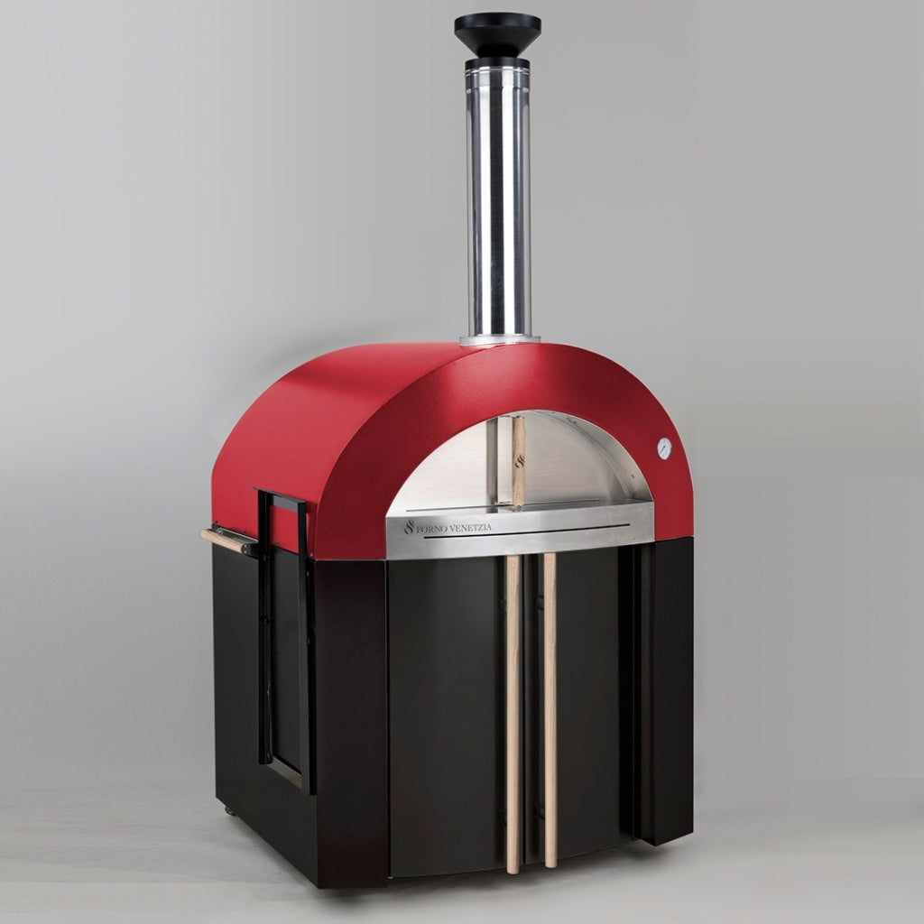 Forno Venetzia Bellagio 300 Mobile Wood Fired Pizza Oven in Red.