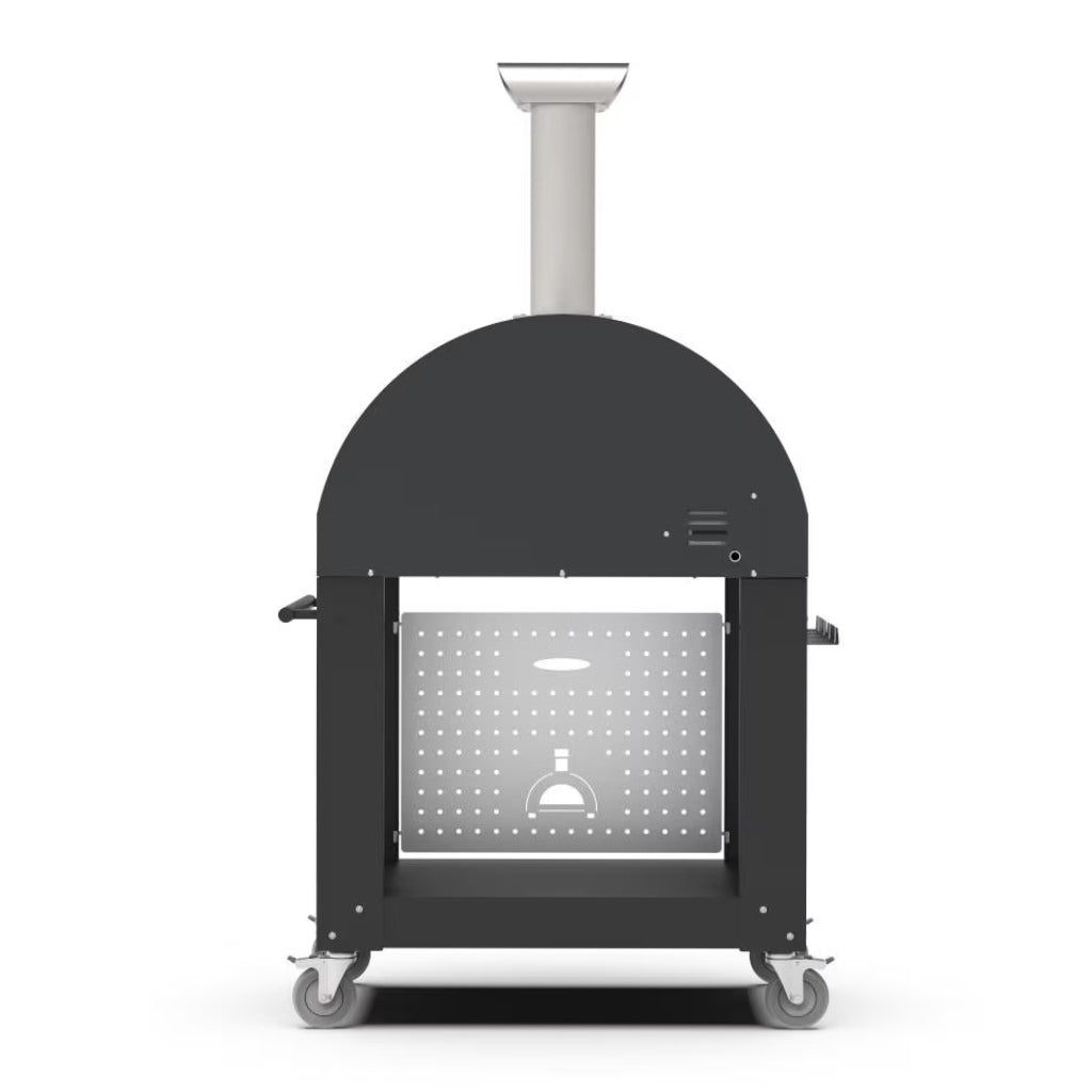 Alfa 2 Pizza Oven Base back view with pizza oven on cart with white background
