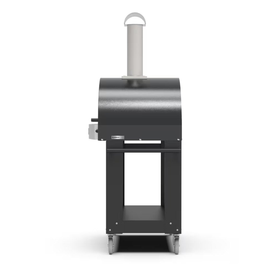 Alfa 2 Pizza Oven Cart right side view with pizza oven on base with white background