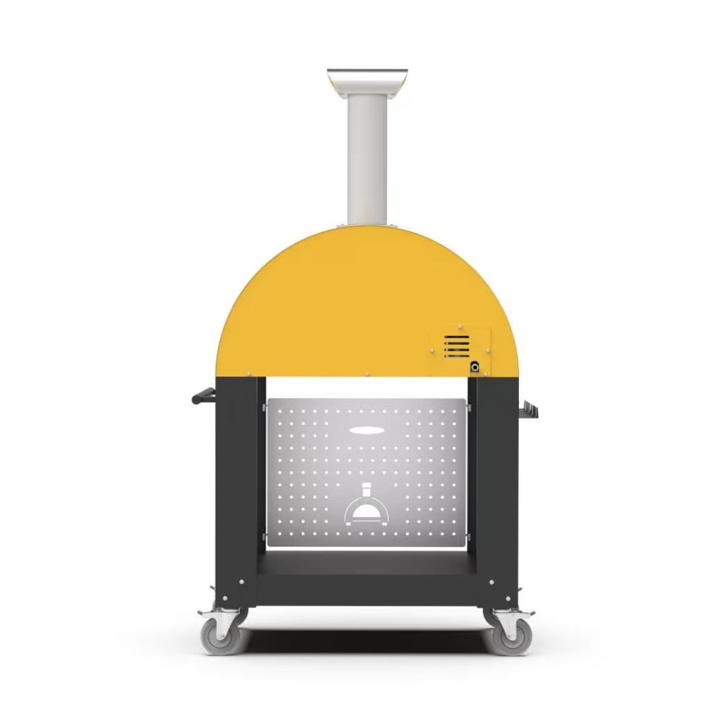 Alfa 3 Pizza Oven Base back view with pizza oven on cart with white background