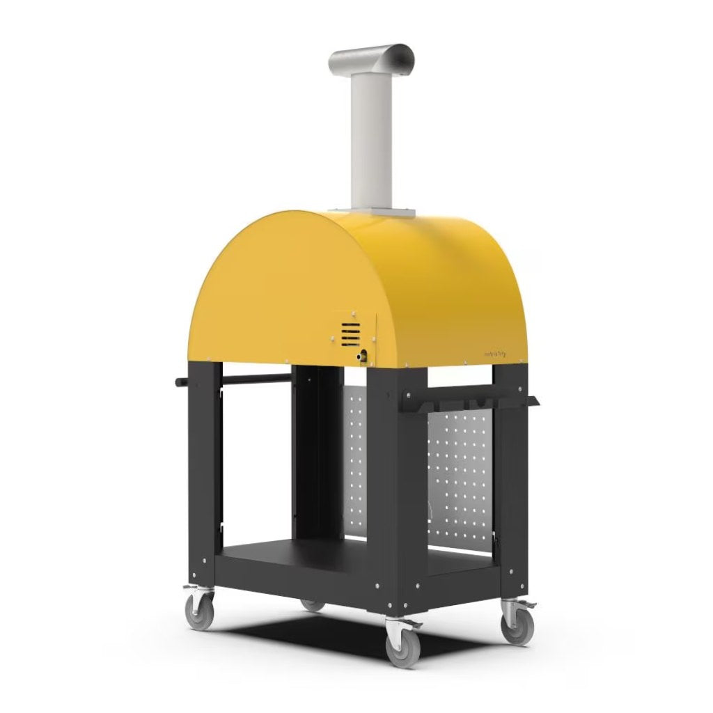 Alfa 3 Pizza Oven Cart back left view with pizza oven on stand with white background