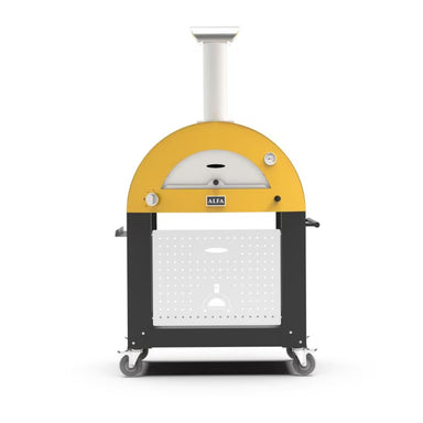 Alfa 3 Pizza Oven Stand front view with pizza oven on cart with white background
