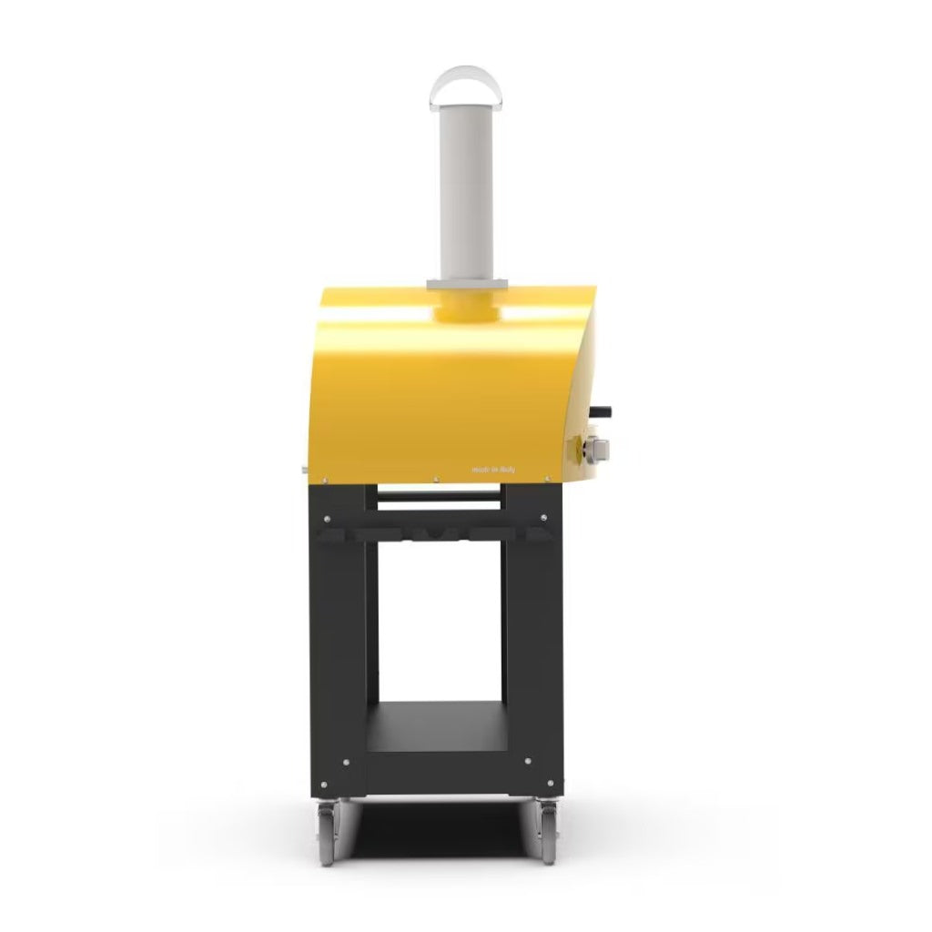Alfa 3 Pizza Oven Stand left side view with pizza oven on cart with white background
