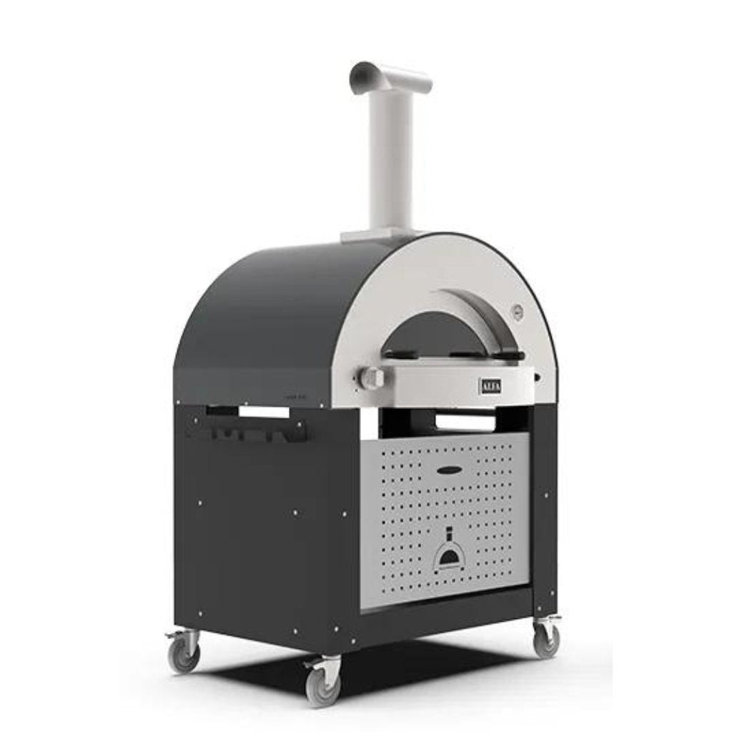 Alfa 3 Pizza Oven Cart front left view with pizza oven on base with white background