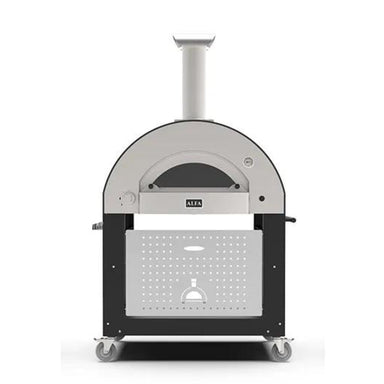 Alfa 4 Pizza Oven Stand front view with pizza oven on cart with white background