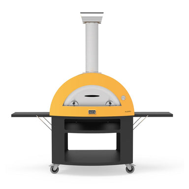Alfa Allegro Pizza Oven Stand front view with pizza oven on cart with white background