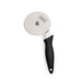 Alfa pizza cutter with black handle and metal wheel on a white background