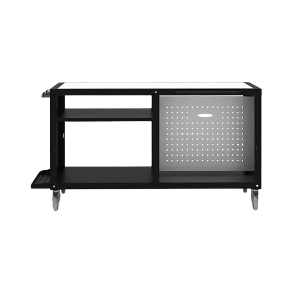 Alfa Forni Cooking Station 160 with white corian top on white background.