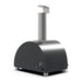 A modern ALFA Moderno 1 Pizza outdoor gas pizza oven in Anthracite Grey with a dark charcoal gray arched body and a silver metallic chimney stack, shown on a plain white background.