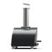 A modern ALFA Moderno 1 Pizza outdoor gas pizza oven in Anthracite Grey wood-burning stove with a chimney stack and side handle, shown on a plain white background.