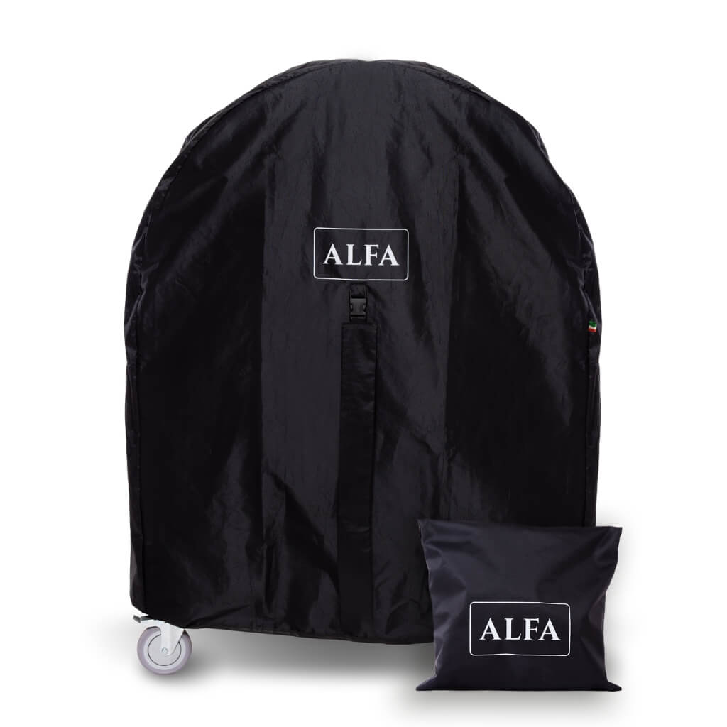Alfa Moderno 1 pizza oven cover fitted on a mobile pizza oven