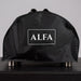 Alfa Moderno Portable Pizza Oven Cover in black with the 'Alfa' brand logo in white text on the front
