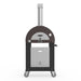 Alfa Nano Pizza Oven Stand in black with pizza oven installed on top front facing view on white background