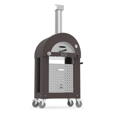 Alfa One Pizza Oven Base in copper with pizza oven installed on top angled view on white background