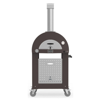 Alfa One Pizza Oven Stand in copper with pizza oven installed on top front facing view on white background