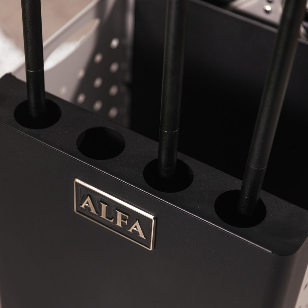 Alfa Peel Holder close up view of four holes for tool set.