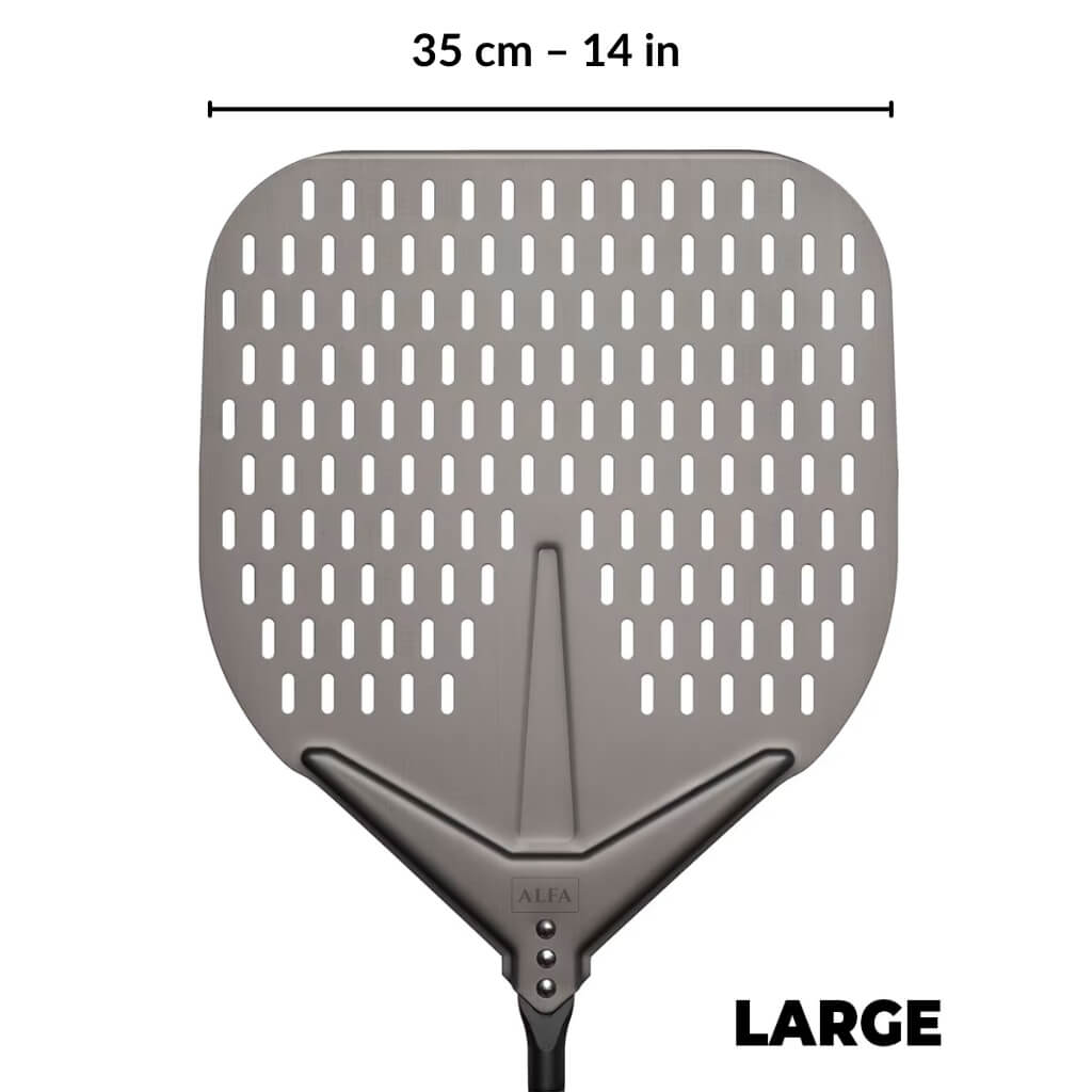Large Alfa pizza peel set with a 35 cm peel for medium and family-sized ovens