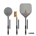 Large Alfa Pizza Peel Set with its pizza peel, turning peel, and brush