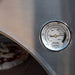 Close up view of the Alpha Classico 2 Pizze Gas Oven built in thermometer while cooking pizza in the oven