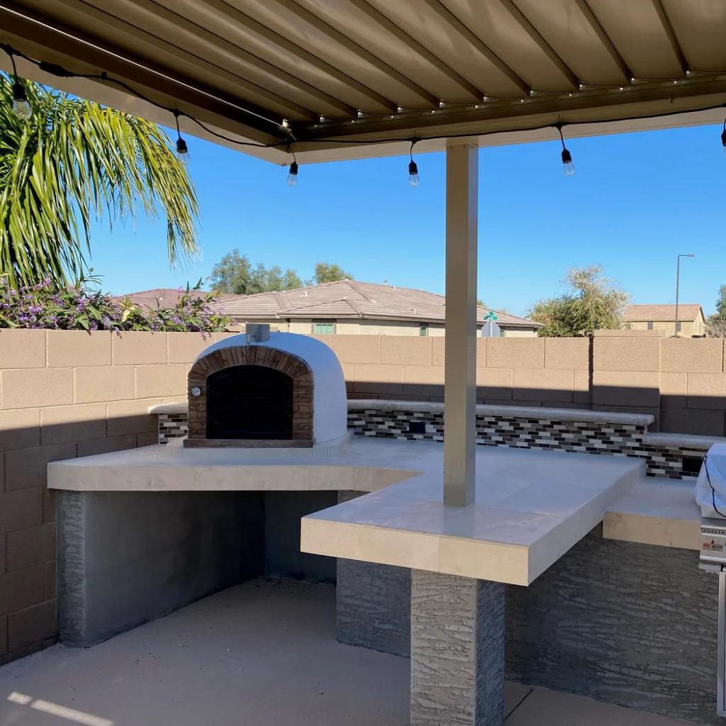 Authentic Pizza Ovens Ventura Sierra Premium Pizza Oven In Outdoor Kitchen On Custom Tile Countertop