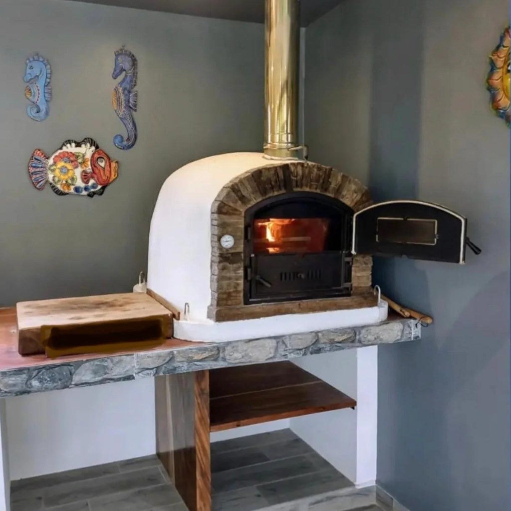 Authentic Pizza Ovens Ventura Sierra Premium Pizza Oven Inside House With Fire Burning Inside