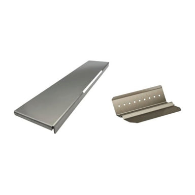 Forno Venetzia Hybrid Kit burner cover and perforated wood holder, shown side by side.