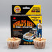 Qwick Wick fire starter box with two individual wood-fiber fire starters displayed in front.