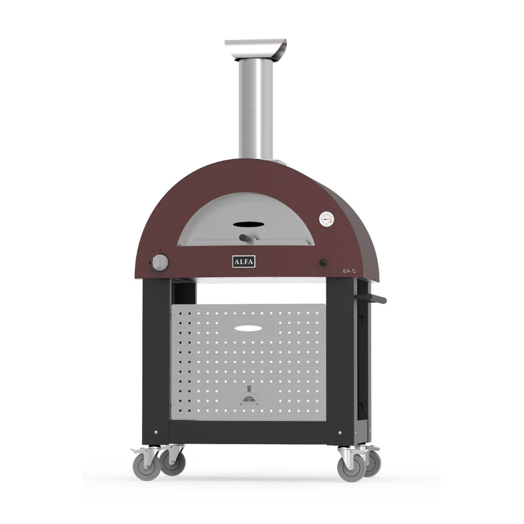 Alfa Brio Gas Pizza Oven in Antique Red on Silver Black Base