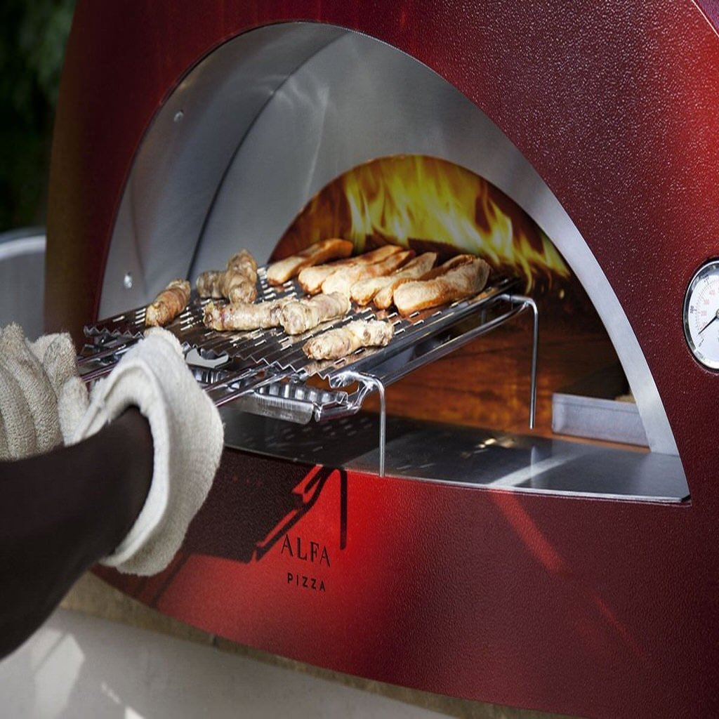 Alfa Allegro Countertop Wood Fired Pizza Oven Cooking Meat