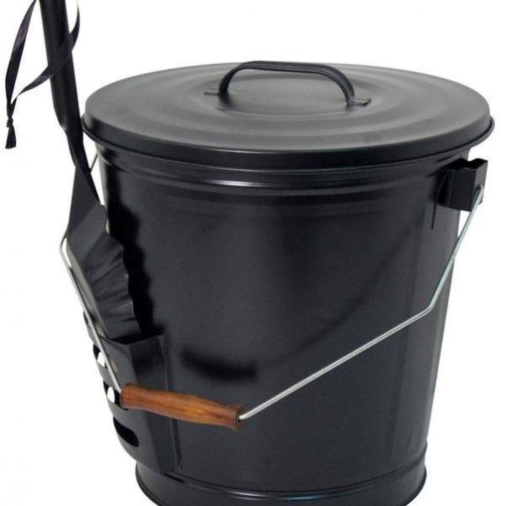 Authentic Pizza Ovens Ash Bucket and Shovel Set Black