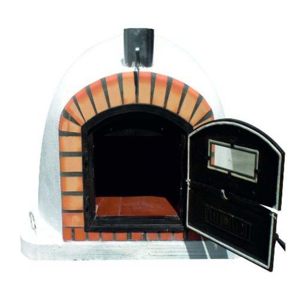 Authentic Pizza Ovens Premium Lisboa Countertop Wood Fired Pizza Oven with Both Doors Open