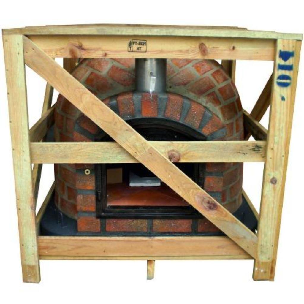 Authentic Pizza Ovens Premium Lisboa Rustic Finish Countertop Wood Fired Pizza Oven in Crate that it will be Delivered In