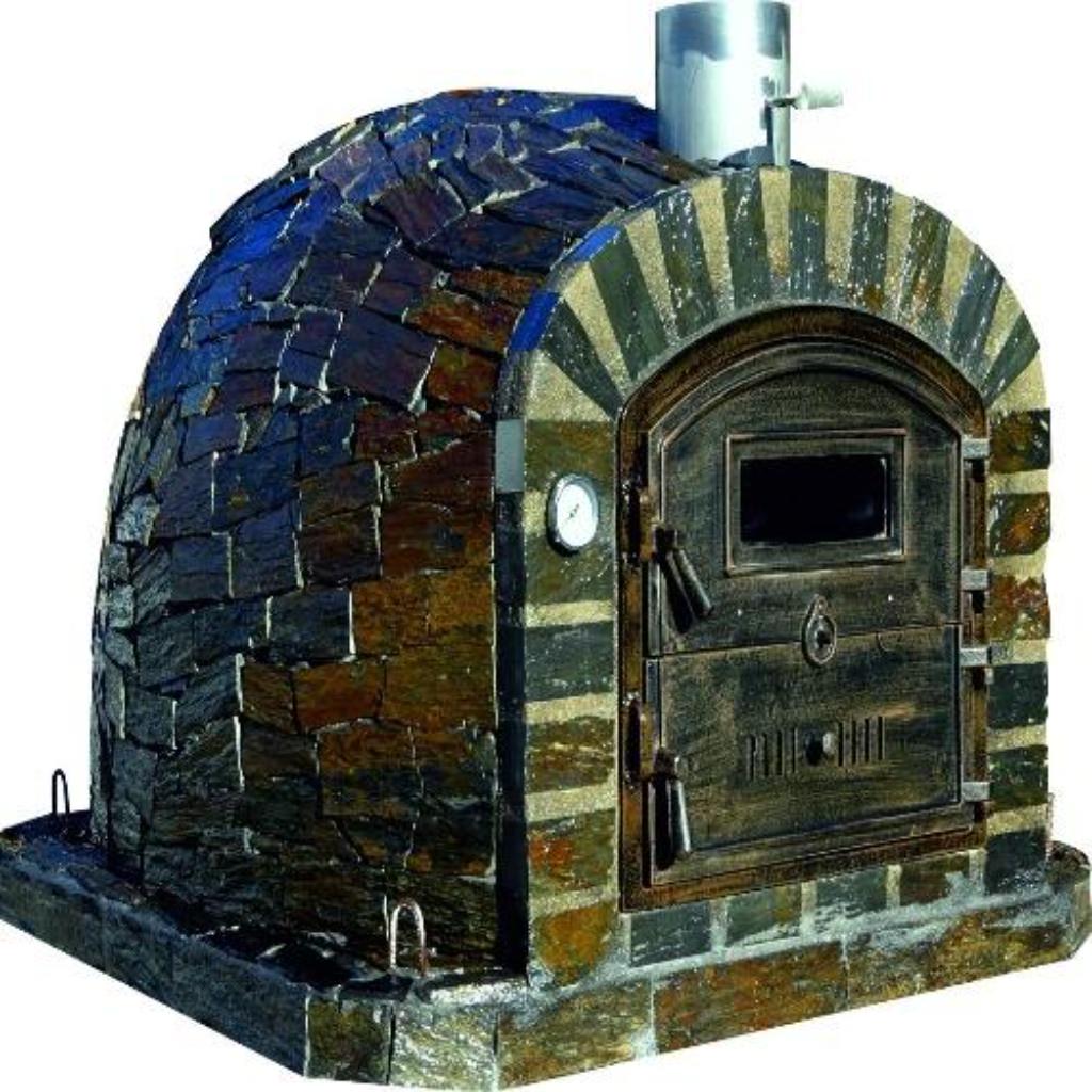 Authentic Pizza Ovens Premium Lisboa Stone Finish Countertop Wood Fired Pizza Oven Left Side View