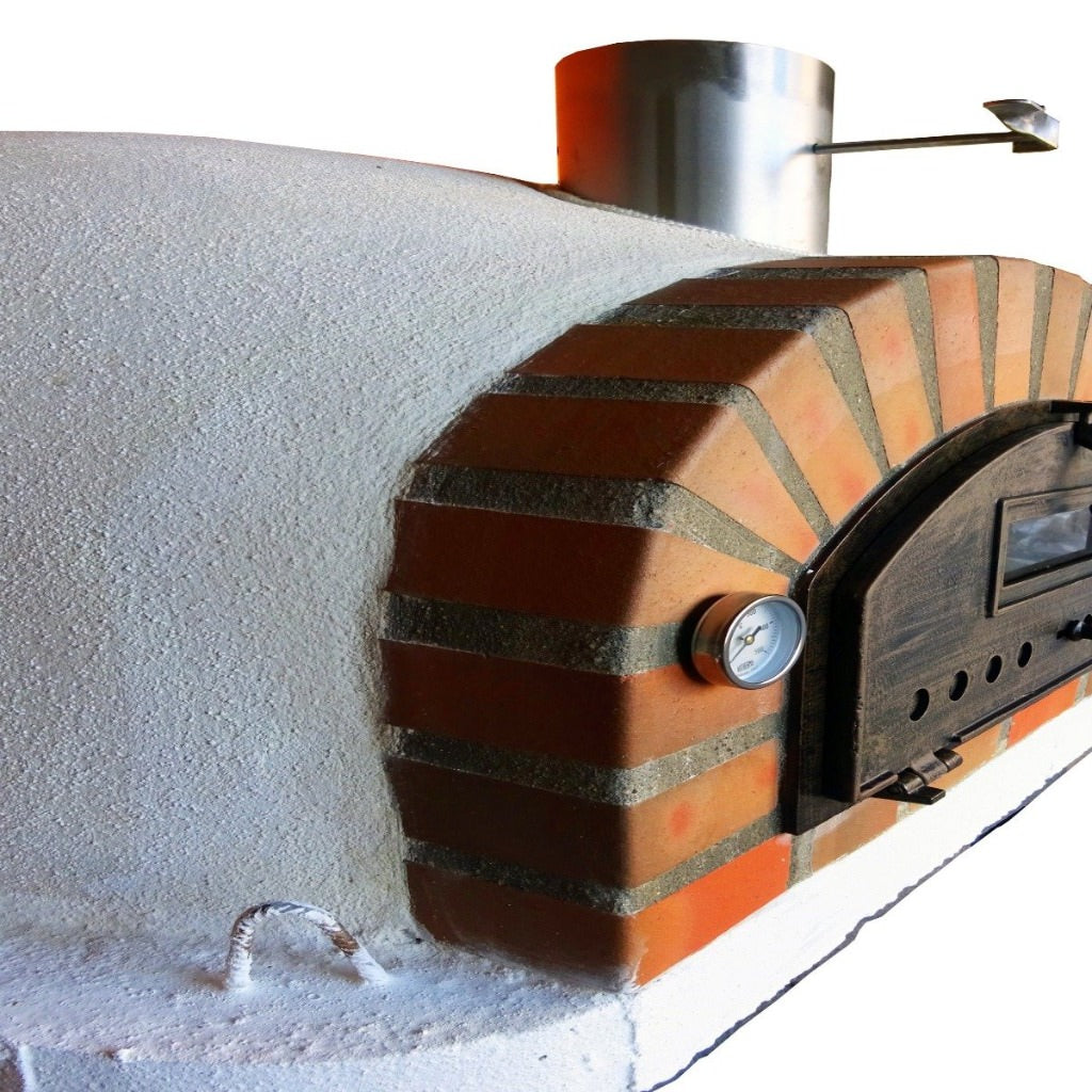 Authentic Pizza Ovens Premium Pizzaioli Rustic Brick Arch Countertop Wood Fired Pizza Oven Close Up Left Side View