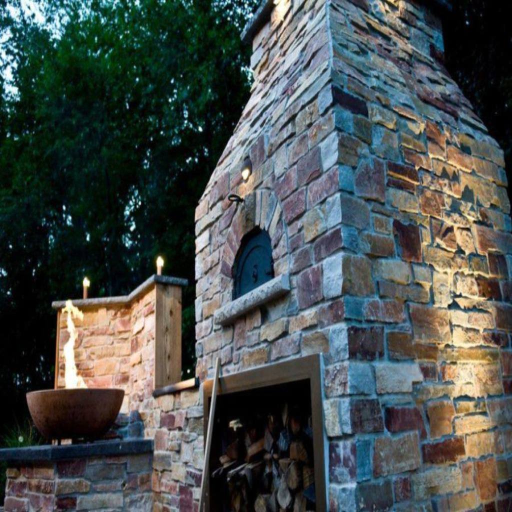 Chicago Brick Oven CBO 1000 Commercial Wood Fired Pizza Oven Kit Old World Traditional Tuscan Installation in Residential Backyard