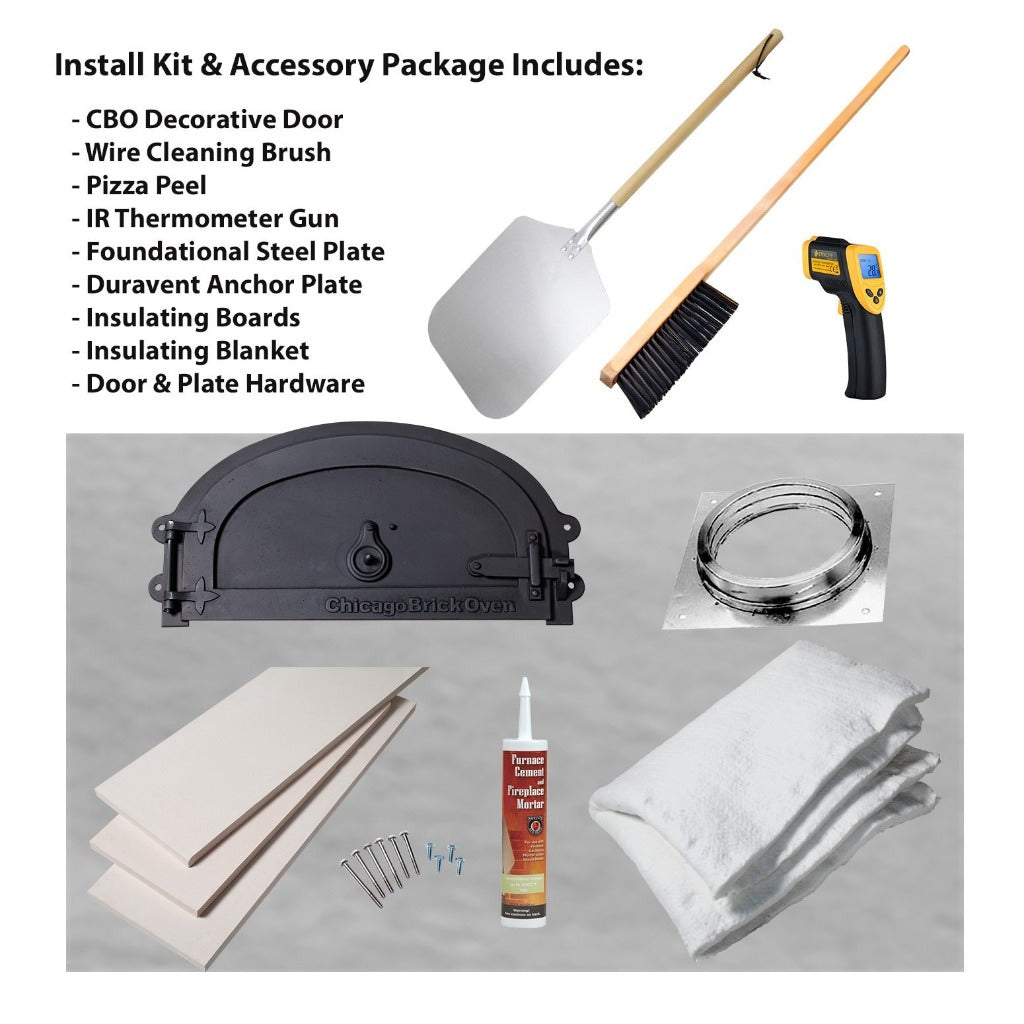 Chicago Brick Oven CBO 500 Wood Fired Pizza Oven Kit Installation Kit and Accessory Package All Items Included