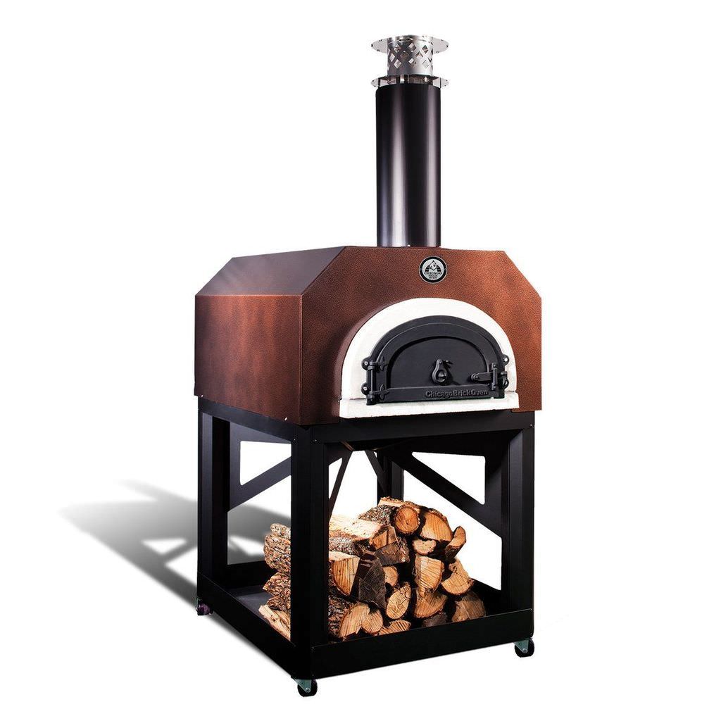 Chicago Brick Oven Mobile CBO 750 Freestanding Wood Fired Pizza Oven in Copper Vein with Door Closed Left Side View