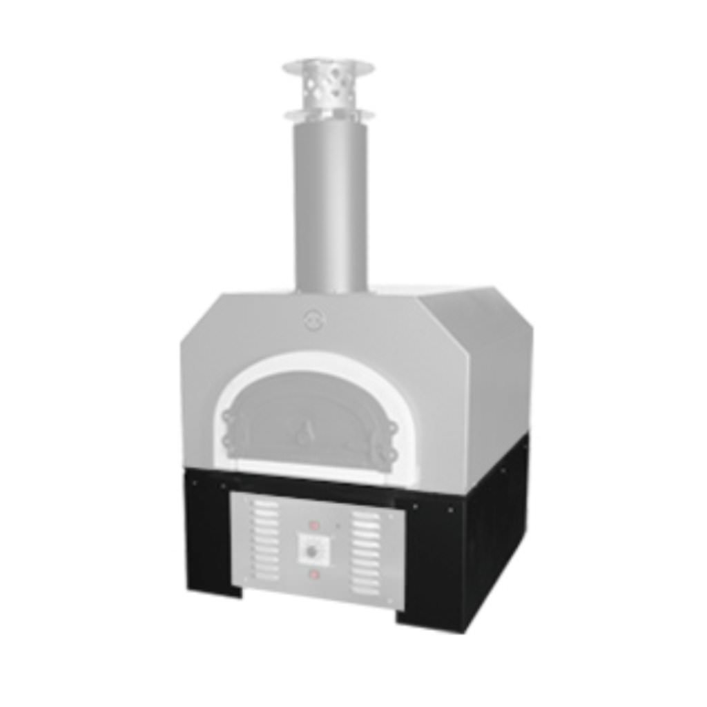 Chicago Brick Oven CBO 750 Hybrid Countertop Gas and Wood Fired Pizza Oven Decorative 3 Piece Metal Skirt in Black