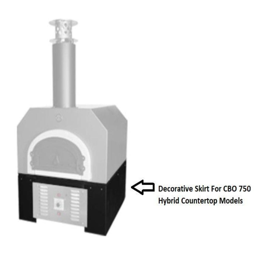 Chicago Brick Oven CBO 750 Hybrid Countertop Gas and Wood Fired Pizza Oven Decorative 3 Piece Metal Skirt Installed