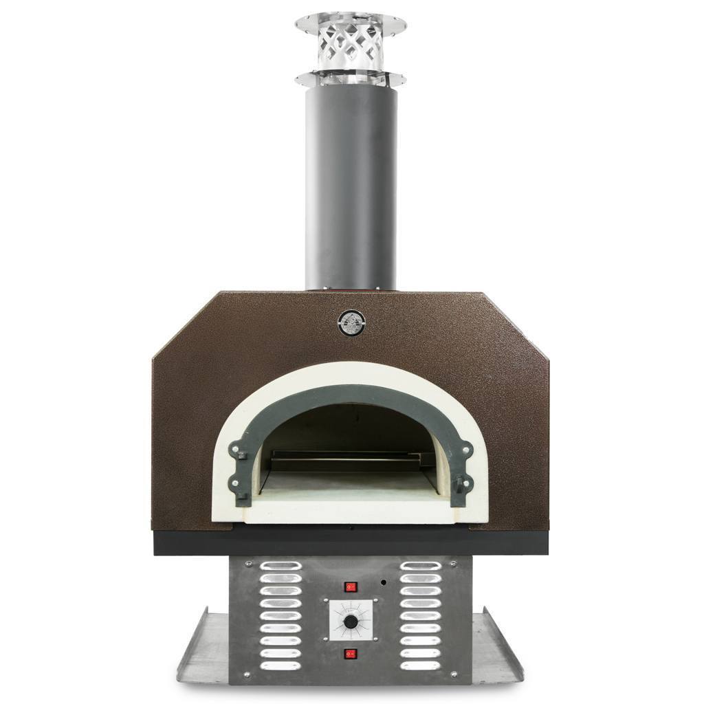 Chicago Brick Oven CBO 750 Hybrid Countertop Gas and Wood Fired Pizza Oven in Copper Vein with Door Open Close Up View