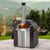 Forno Venetzia Bellagio 500 Mobile Wood Fired Pizza Oven in Copper on Back Patio with Tuscan Background.