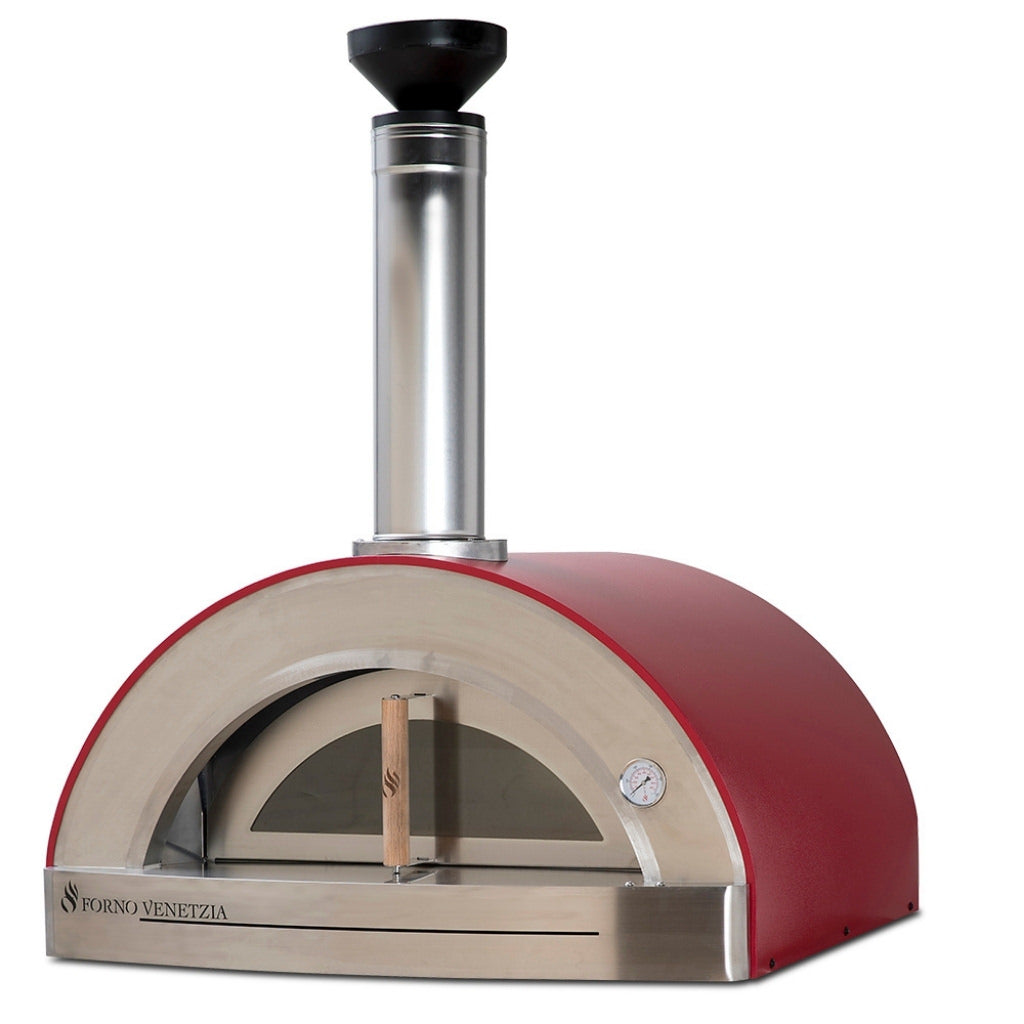 Forno Venetzia Torino 200 Countertop Wood Fired Pizza Oven in Red Front Facing View.